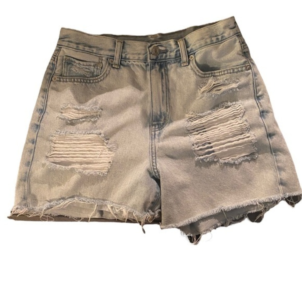 American Eagle light wash mom short distressed cut off size 4